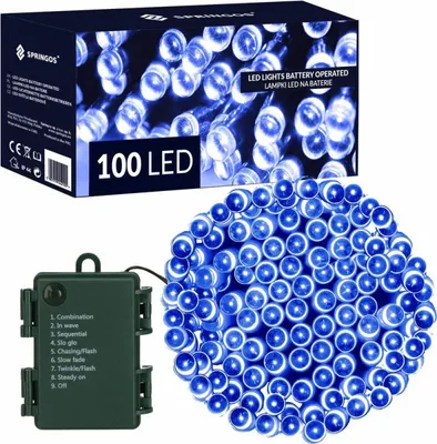 Immagine prodotto di Catena luminosa a LED - 10 m, 100 LED, 8 funzioni, 3xAA, IP44, blu