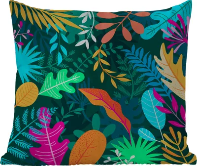 Produktbild von MuchoWow® Outdoor Kissen - Dschungel - Blätter - Farben - Jungen - Mädchen - Kinder - 50x50 cm - Wetterfest - Lounge Kissen - Komfortabel - Kissen mit Bild