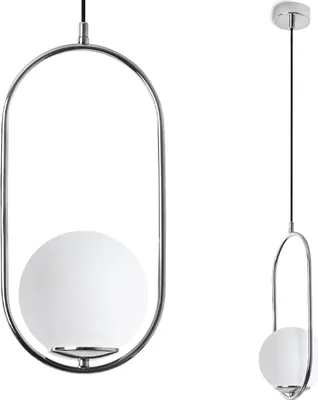 Obrázek produktu pro Závěsné svítidlo Luna, chrom – 1 žárovka s bílým stínidlem, E14