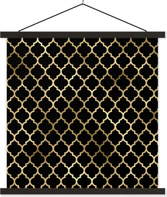 Produktbild von MuchoWow® Textilposter Muster - Gold - Schwarz 40x40 cm mit schwarzem Rahmen - Fotos