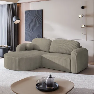 Produktbild von Masseno Ecksofa AMILIA P mit Schlaffunktion L-Form, Sofa mit Bettkasten, Wohnzimmersofa, Couch, Soffa, Bettsofa, Couchgarnitur- Beige, POSO 02