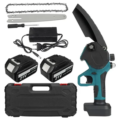 Immagine prodotto di Seghetta a batteria da 20 cm - 3000 W, 18 V - Lubrificazione automatica della catena - 30000 giri/min - Set di 2 batterie - Spina UE