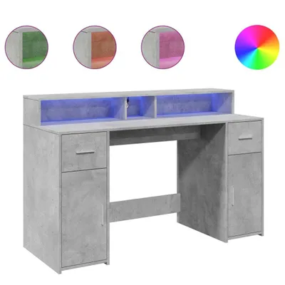 Obrázok produktu pre vidaXL LED stôl betón sivý 140x55x91 cm materiál na báze dreva