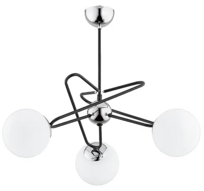 Zdjęcie produktu dla Lampa wisząca SAGITO czarna-chromowana-biała 3xE14x40W szkło wym:50x60x60cm IP20 Alfa