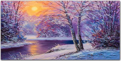 Produktbild von Coloray Bild aus Acryl 140 cm x 70 cm - Wohnzimmer Bild auf Acrylglas Wanddekoration Gehärtetes Acryl Dekoration Küche - Winterwald Fluss Sonnenuntergang
