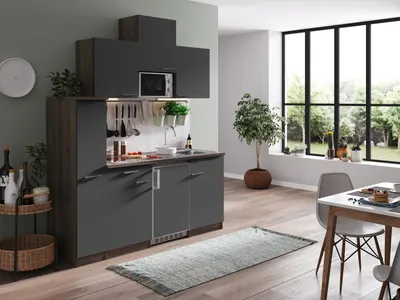 Produktbild von Küche Küchenzeile Singleküche Eiche York Grau Oliver 180 cm Respekta