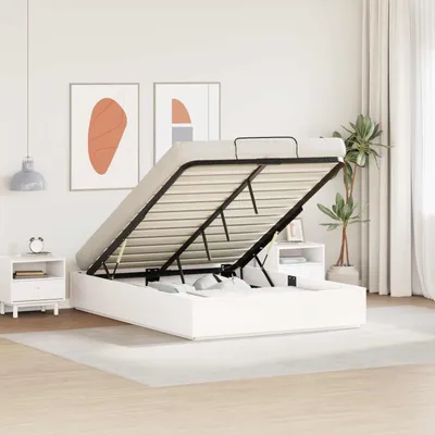 Obrázok produktu pre Maison Exclusive – Rám postele v osmanskom štýle s úložným priestorom, biela, 135 x 190 cm