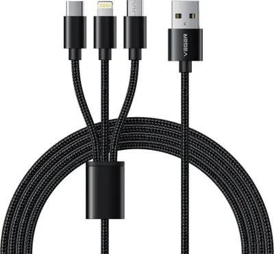 Immagine prodotto di VEGER Cavo 3-in-1 da USB A a Lightning / Tipo C / Micro USB 2A 12W V303 1,2 m nero