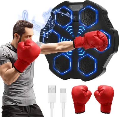 Produktbild von TolleTour Boxmaschine Wandmontage Bluetooth Musik Boxing Boxautomat Rhythmus-Reaktionstrainer, wandmontierter Schlagtrainer mit 9 Geschwindigkeiten