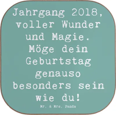 Produktbild von Mr. & Mrs. Panda Tassenuntersetzer Spruch 2018 Geburtstag - Meeresbrise - Geschenk, Alter, Coaster, Geburtstagsgeschenk, Geburtsjahr, gläseruntersetzer, Jahrgang, Feier