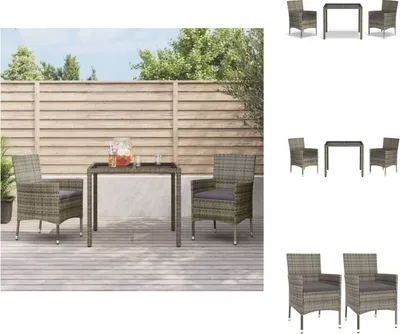 Image de vidaXL Ensemble de jardin 3 pièces avec coussins Gris Poly rotin - Ensemble de meubles de jardin