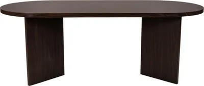 Produktbild von Esszimmertisch Ovi | 204 x 90 cm | Holz Nussbaum-Optik | Tischplatte 40mm | Tischbeine in V-Form | ovaler Esstisch mit geraden Kanten | Holztisch Esszimmer | Esstisch Holz