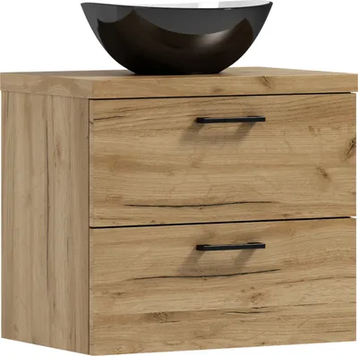 Produktbild von ADK Möbel | Unterbauschrank, 53,2x50x40,6 cm, in Gold Craft, mit schwarzem Waschbecken, LUNA 50