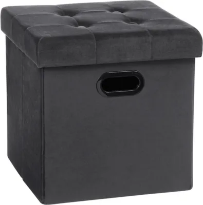 Obrázok produktu pre Komody - Sivé - Zamatové - S úložným priestorom - 37,5x37,5x38cm - Sedák na stoličku