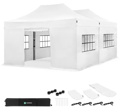 Productafbeelding van Partytent Easy-Up - 6 x 4,5 Meter - Waterdicht 3000 PA - Wit - Stalen Frame
