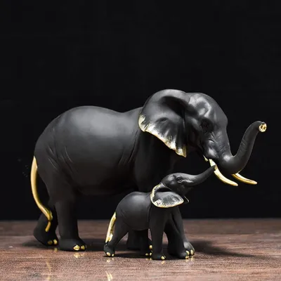 Productafbeelding van Omgoods - Moeder & Kalf Olifant Standbeeld als Decoratie