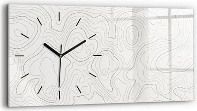 Produktbild von Wallfluent Wanduhr – Stilles Quarzuhrwerk - Uhr Dekoration Wohnzimmer Schlafzimmer Küche - Zifferblatt mit Strichen - schwarze Zeiger - 60x30 cm - Fleckenabstraktion