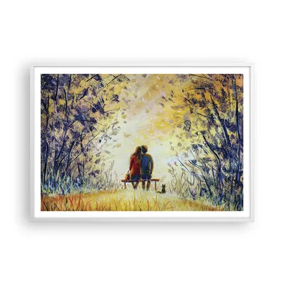 Produktbild von Gerahmtes Poster - Weißer Rahmen - Liebhaber auf Bank - 100x70 cm - Wand Bild - Wanddeko - Wandbilder - Kunstposter - Wandposter - Bilderrahmen - Bilder - Kunstdruck - P2WAA100x70-4578