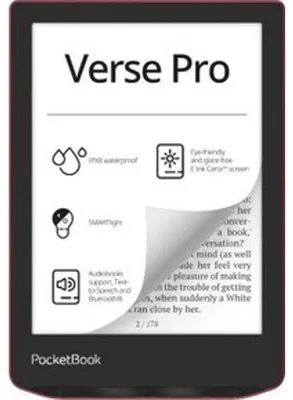 Zdjęcie produktu dla PocketBook Verse Pro, 15,2 cm (6"), E Ink Carta, 1072 x 1448 px, ACSM, AZW, AZW3, CBR, CBZ, CHM, DOC, DOCX, DjVu, EPUB, EPUB DRM, FB2, FB2.ZIP, HTM, HTML, MOBI,..., M4A, M4B, MP3, OGG, BMP, JPEG, PNG, TIFF