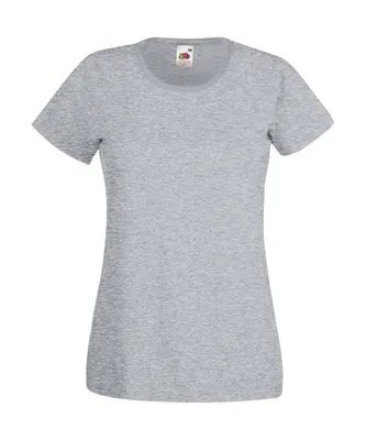 Produktbild von Fruit of the Loom Damen Rundhals Basic T-Shirt Shirt Kurzarm, Größe:L (14), Farbe:Heather Grey