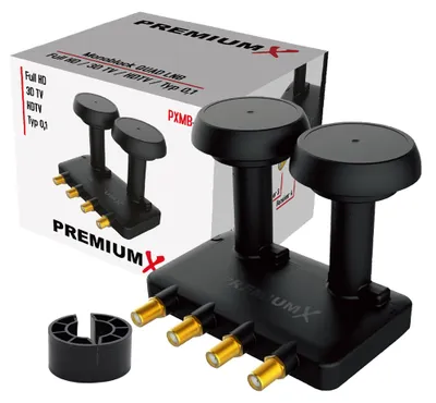 Produktbild von PremiumX Quad Monoblock LNB 6° PXMB-6Q Sat für 4 Teilnehmer DVB-S2 HDTV UHD