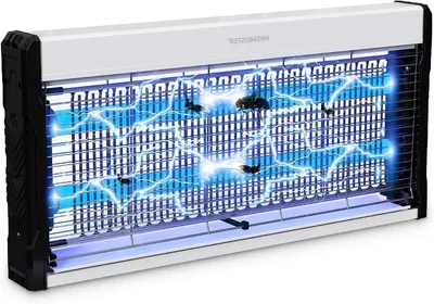 Obrázok produktu pre Elektrické zariadenie na likvidáciu hmyzu – lampa na muchy – pasca na muchy – boj proti škodcom – UV svetlo – rozmery: 49 x 26 x 7 cm – farba: čierna