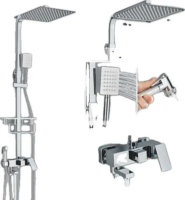 Produktbild von Duscharmatur-Set, Wandmontiert, Regenwasser-Badewanne