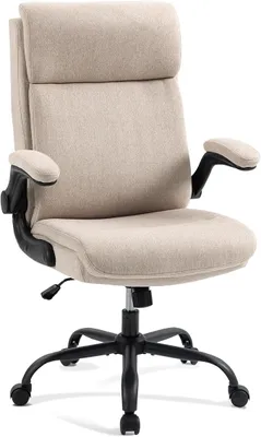 Imagen del producto de Silla de oficina tapizada en tela, diseño ergonómico, color beige