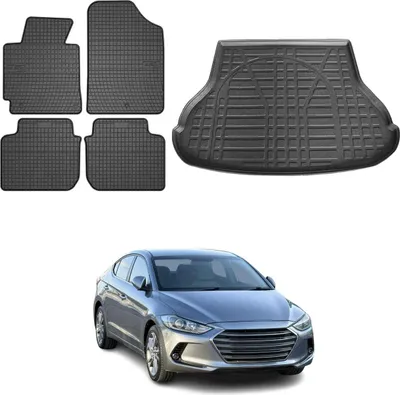 Obrázok produktu pre Sada podlahových rohoží a vložiek do kufra pre Hyundai Elantra 2010-2015 gumové čierne 5x