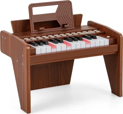 Image de Piano numérique pour enfants à 25 touches - Vitesse réglable, marron