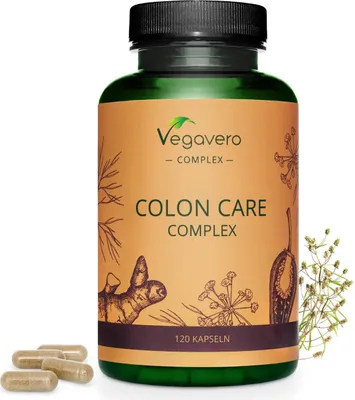 Obrázek produktu pro Vegavero Colon Care Complex | 120 kapslí | komplex vlákniny, rostlinných výtažků a bakterií mléčného kvašení | veganské produkty