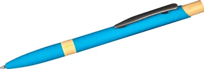 Produktbild von Kugelschreiber / aus Metall / mit gummierter Oberfläche / Farbe: hellblau