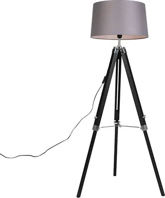 Produktbild von Stehleuchte Schwarz mit Dunkelgrauem Schirm 45 cm Tripod