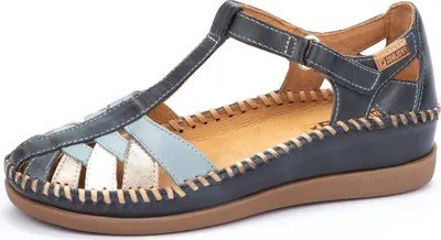 Produktbild von Pikolinos Damen Sandale Leder geschlossen T-Riemen Wedge Cadaques W8K-0705C1, Größe:39 EU, Farbe:Blau