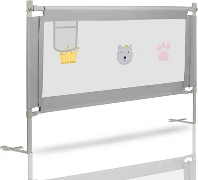 Image de Jiubiaz Barrière de sécurité pour lit d'enfant Barrière de sécurité pour lit d'enfant 180cm, Réglable en hauteur Barrière de sécurité pour lit, Joli motif Barrière de sécurité pliable pour lit d'enfant