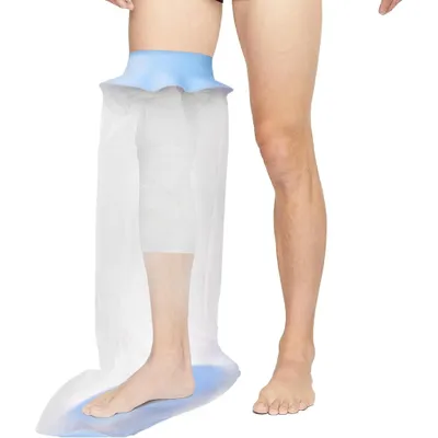 Produktbild von Wasserdichter Bein-Schutzüberzug für Dusche, Elastische TPU Schutzhülle mit rutschfester Sohle, wiederverwendbar