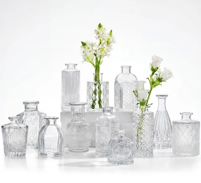 Productafbeelding van Set van 12 glazen vaasjes voor tafeldecoratie