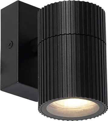 Produktbild von QAZQA - Industrie I Vintage I Industrie I Vintage I Außen Wandleuchte schwarz IP44 - Vigo I Außenbeleuchtung - Aluminium Rund - LED geeignet GU10