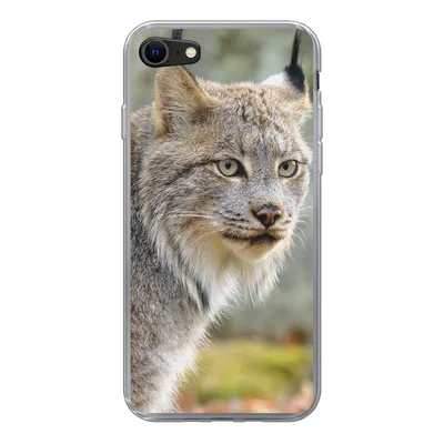 Produktbild von MuchoWow® Handyhülle Schutzhülle Hülle für iPhone 8 Luchs - Wald - Grau Silikon Softcase Handy Hülle - Schutzhaube