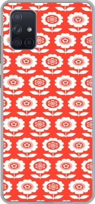 Produktbild von MuchoWow® Handyhülle Schutzhülle Hülle für Telefoonhoesje Samsung Galaxy A71 Blumen - Muster - Rot Silikon Softcase Handy Hülle - Kartenbesitzer