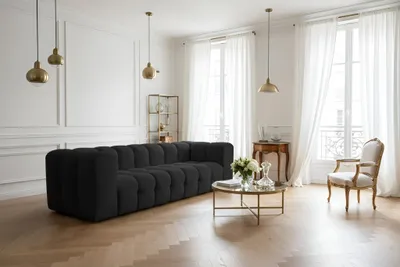 Produktbild von Sofa Designersofa SOLVIE 4-Sitzer in Stoff Tiffani Schwarz