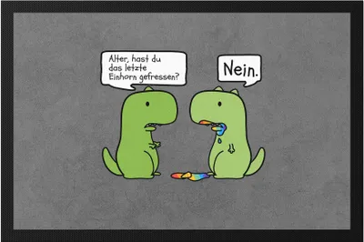 Produktbild von T-Rex frisst Einhorn   Lustiges Einhorn Dinosaurier Fun Dino Geschenk Ironie Sarkasmus Fußmatte