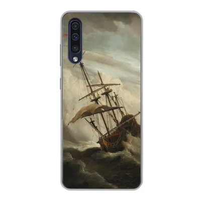 Produktbild von MuchoWow® Handyhülle Schutzhülle Hülle für Samsung Galaxy A30s Ein Schiff auf offener See während eines Sturms - Gemälde von Willem van de Velde Silikon Softcase Handy Hülle - Karteninhaber