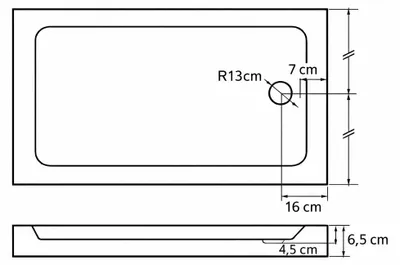 Produktbild von Duschwanne 110x70 Duschtasse 70x110 Extra Flach 6,5cm Bodeneben