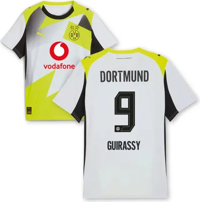 Produktbild von BVB Auswärtstrikot Kinder Saison 2025/26 Flock: Guirassy - Größe: 140