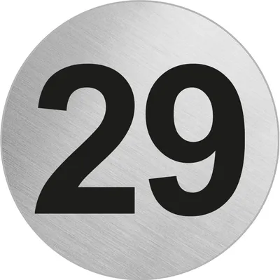 Produktbild von Türnummer Zimmernummer aus Edelstahl "29" Ø 60 mm selbstklebend