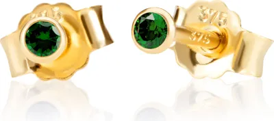 Produktbild von Paar 2,5mm 375 Gelb Gold 9 Karat Ohrstecker Zirkon Smaragd Butterfly Verschluss