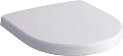 A white toilet seat is shown from a diagonal angle against a white background.