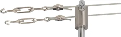 Produktbild von Näve Leuchten LED Seilsystem "TONY" LED Seilsystem "TONY" Das moderne, schlichte Produkt aus Metall und Kunststoff ist zylindrisch, stahl-blank, 755 cm lang, 7,5 cm breit und 4,7 cm hoch.