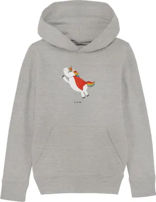 Produktbild von Mr. & Mrs. Panda Kinderpullover Einhorn Super 5-6 Jahre (110/116) - Heather Grey - Geschenk, Held, Hoodie, Pulli, Sweatshirt, Unicorn, Superheld, Pullover, Einhörner